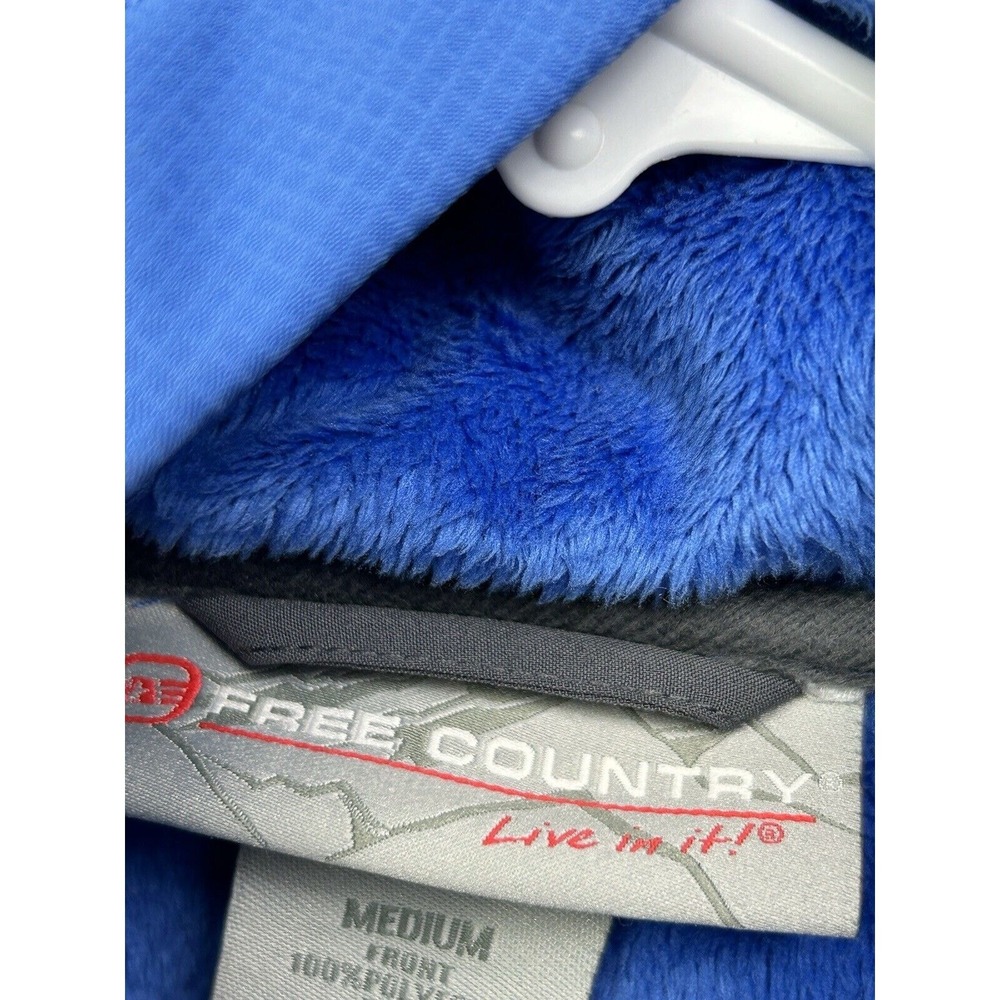Free Country Softshell Jacket Womens Medium Blue Grey Hooded Fleece Lined Active - Picture 4 of 10